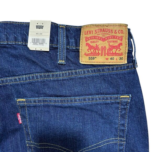 Levis 559 Relaxed Straight Jeans Mens 40x30 Zip Fly Dark Wash Blue Denim NEW - Picture 3 of 7